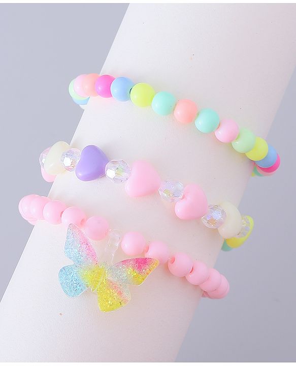 Babyhug Analog Watch with Bracelets & Butterfly Print- Multicolor
