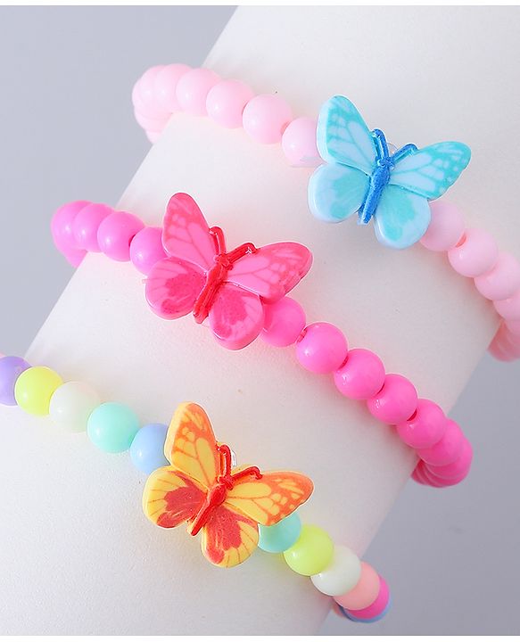 Babyhug Analog Watch with Bracelets & Butterfly Print - Multicolor