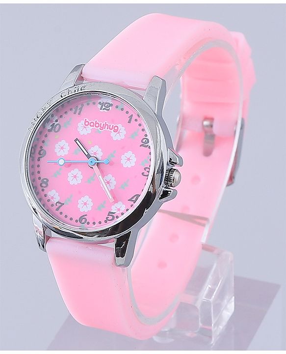 Babyhug Analog Watch with Bracelets & Floral Print- Pink