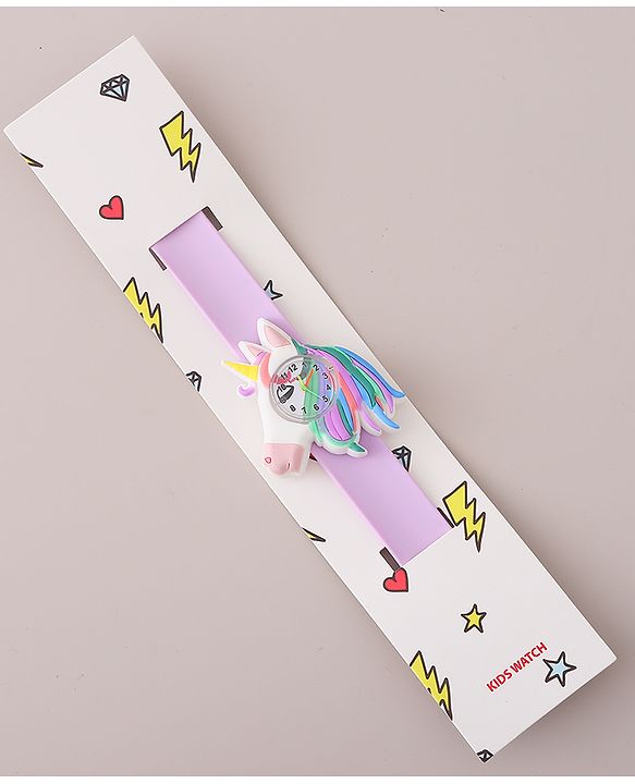 Babyhug Analog Watch with Unicorn Theme- Violet
