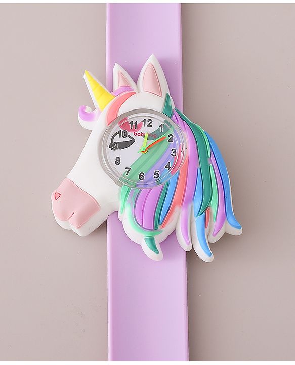 Babyhug Analog Watch with Unicorn Theme- Violet