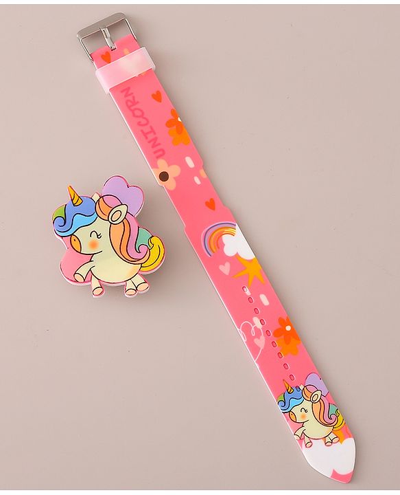 Babyhug Digital Watch with Unicorn Print - Pink