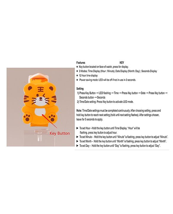 Babyhug Digital Watch Light Orange Free Size Boy
