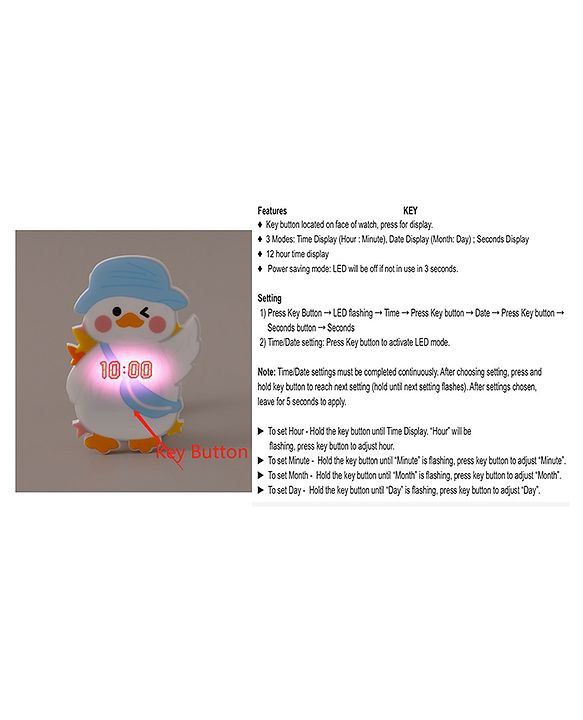 Babyhug Digital Watch with Duck Theme- Blue