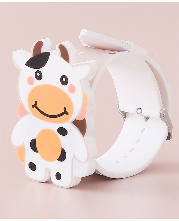 Babyhug Digital Watch with Cow Theme- Light Brown