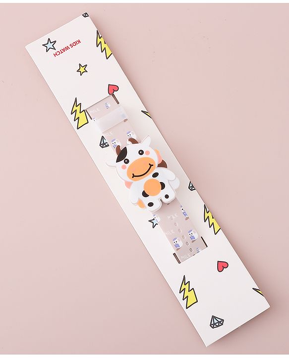Babyhug Digital Watch with Cow Theme- Light Brown