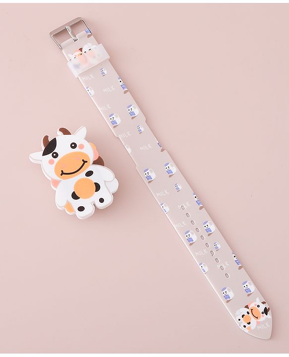 Babyhug Digital Watch with Cow Theme- Light Brown