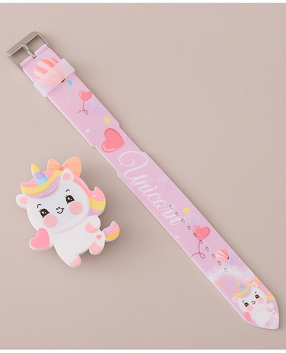 Babyhug Digital Watch with Unicorn Theme- Pink