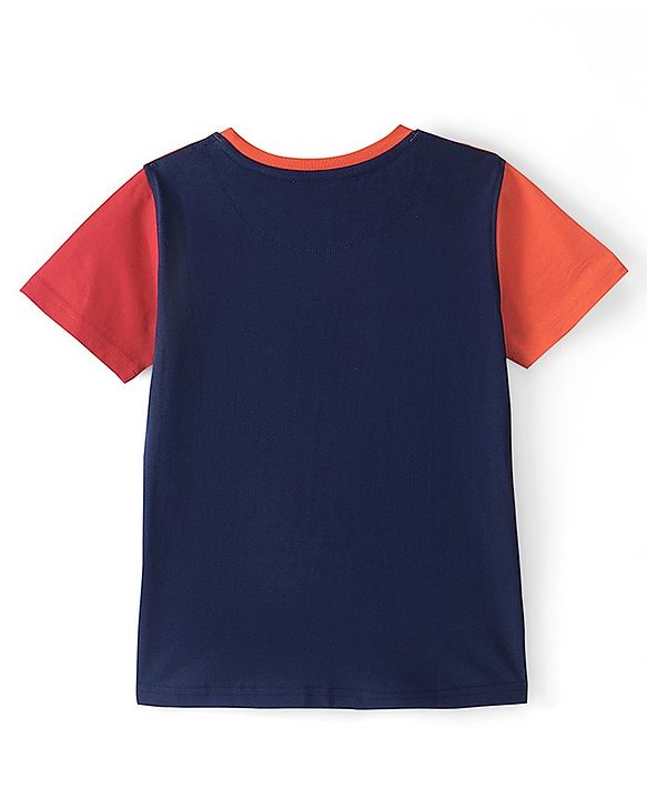 Pine Kids 100% Cotton Knit Half Sleeves Cut & Sew T-Shirt - Red & Blue