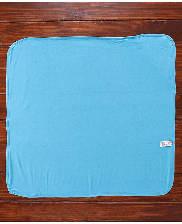 Babyhug Cotton Terry Knit Towel with Hood Giraffe Applique L 76.2 x B 76.2 cm - Blue