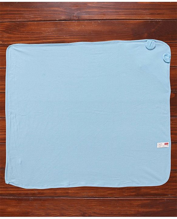 Babyhug Cotton Terry Knit Towel with Hood Bear Applique L 76.2 x B 76.2 cm - Blue