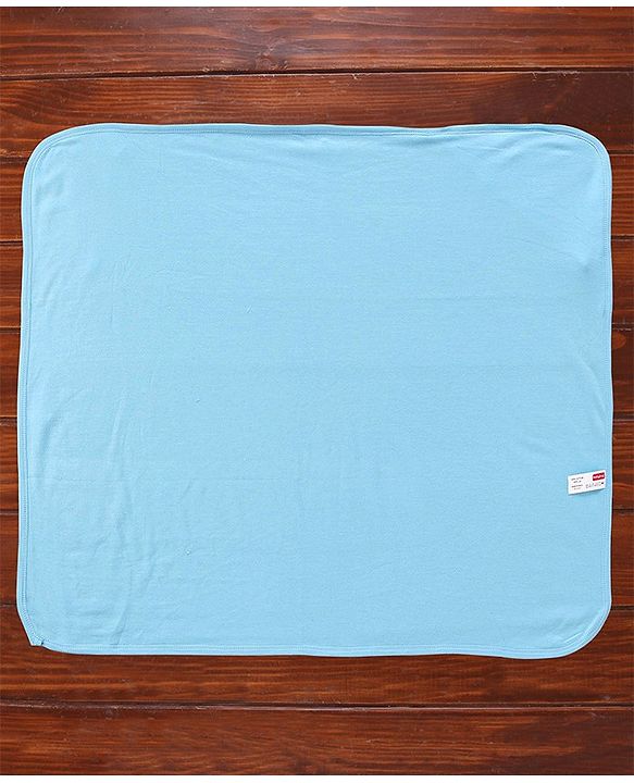Babyhug Cotton Terry Knit Towel with Hood Bear Applique L 76.2 x B 76.2 cm - Blue
