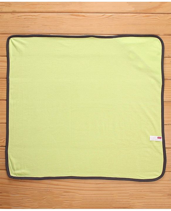 Babyhug Cotton Terry Knit Zebra Design Towel with Hood L 76 x B 76 cm - Green