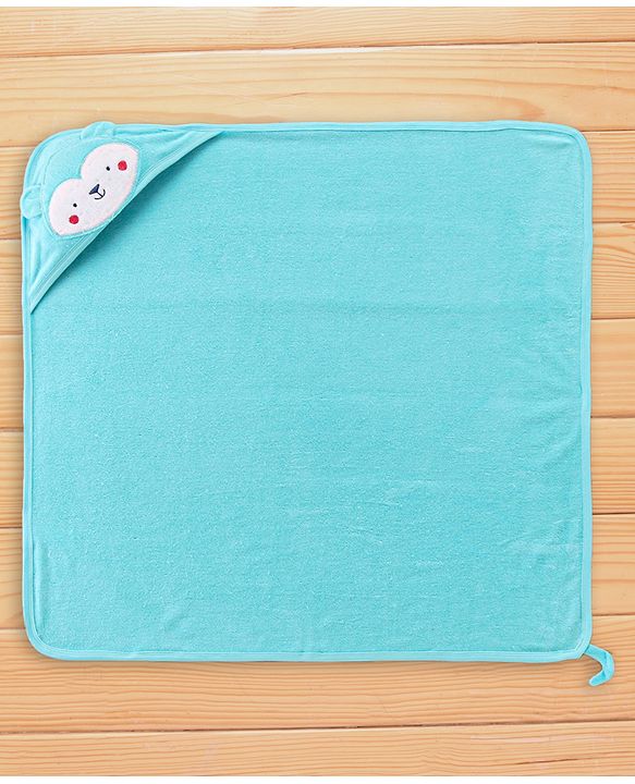 Babyhug Knit Terry Towel with Hood Animal Print L 76.2 X B 76.2 cm - Blue