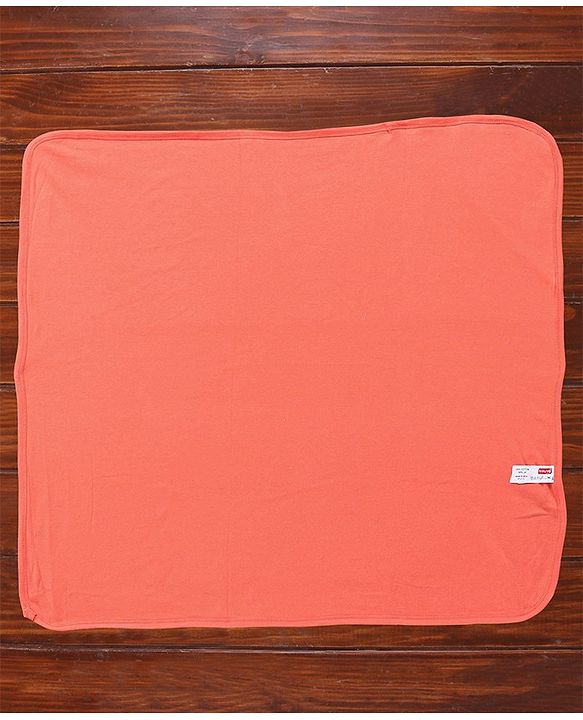 Babyhug Knit Terry Two Layer Towel with Hood Tiger Applique L 76.2 x B 76.2 cm - Orange