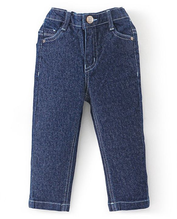 Babyhug Full Sleeves Jacquard Striped Shirt and Denim Jeans - Blue