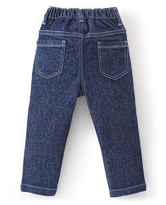 Babyhug Full Sleeves Jacquard Striped Shirt and Denim Jeans - Blue