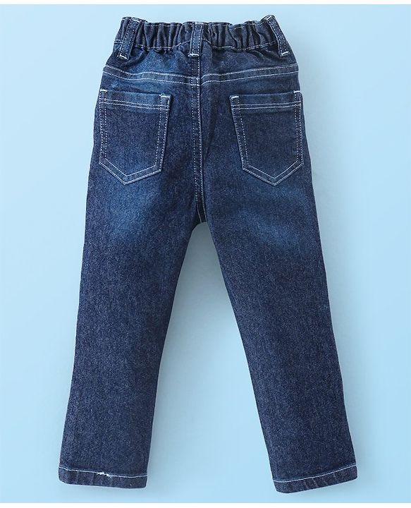 Babyhug 100% Cotton Slub Full Sleeves Shirt & Jeans With Solid Colour - White & Blue