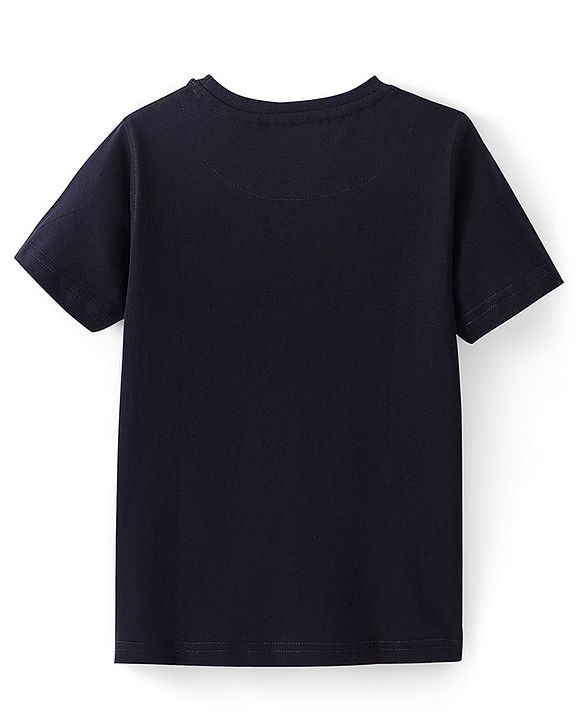 Pine Kids 100% Cotton Knit Half Sleeves T-Shirt Lion Print - Black