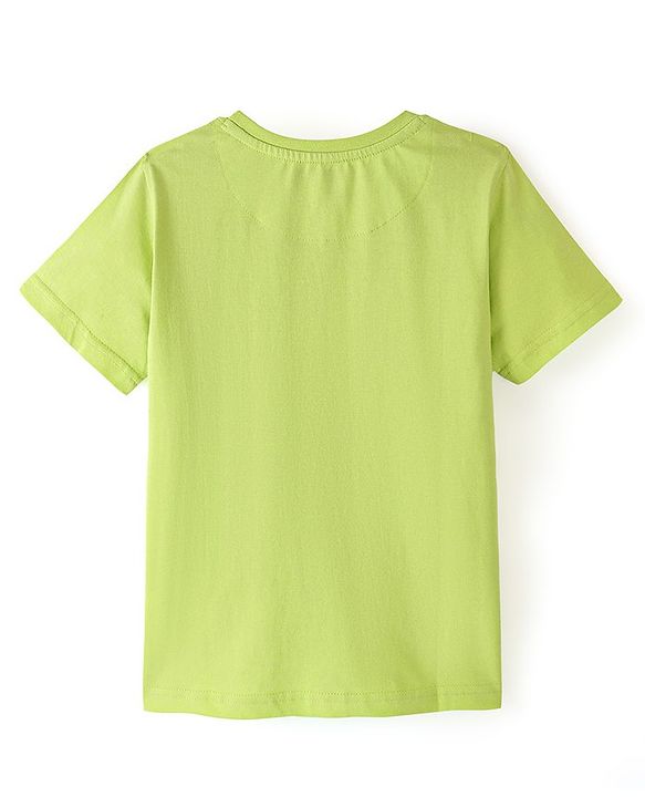 Pine Kids 100% Cotton Half Sleeves Bio Washed T-Shirt Text Print- Green