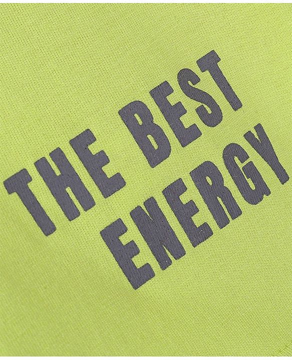 Pine Kids 100% Cotton Half Sleeves Bio Washed T-Shirt Text Print- Green