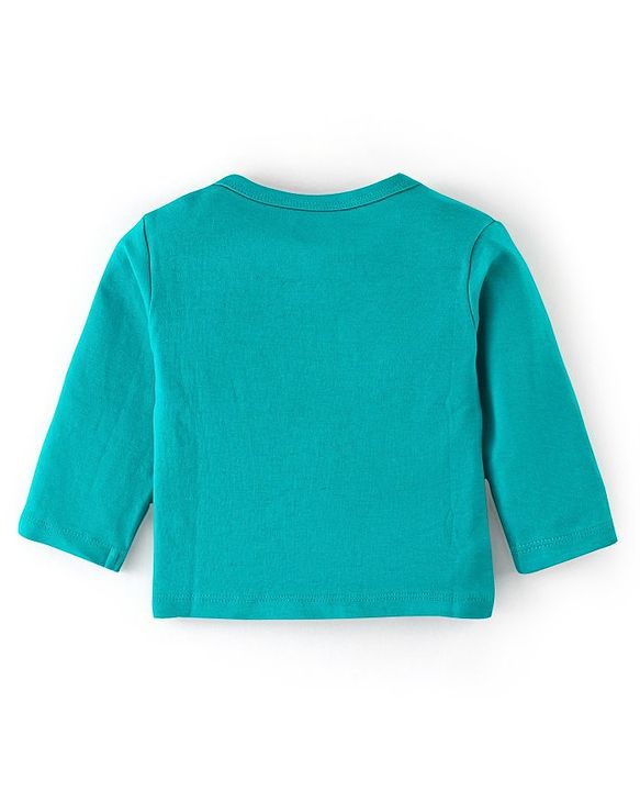 Babyhug 100% Cotton Knit Full Sleeves Front Open Jhablas Elephant Print Pack of 3 - Teal Blue & Yellow