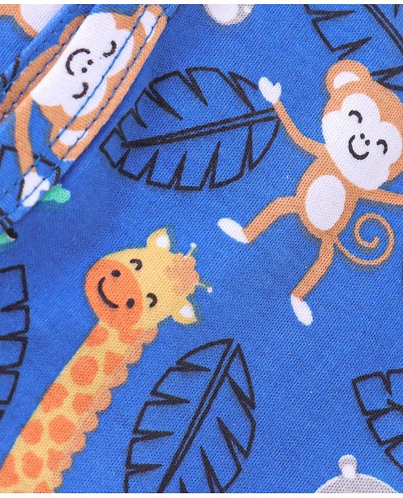 Babyhug 100% Cotton Knit Full Sleeves Front Open Jhablas Elephant Print Pack of 3 - Teal Blue & Yellow