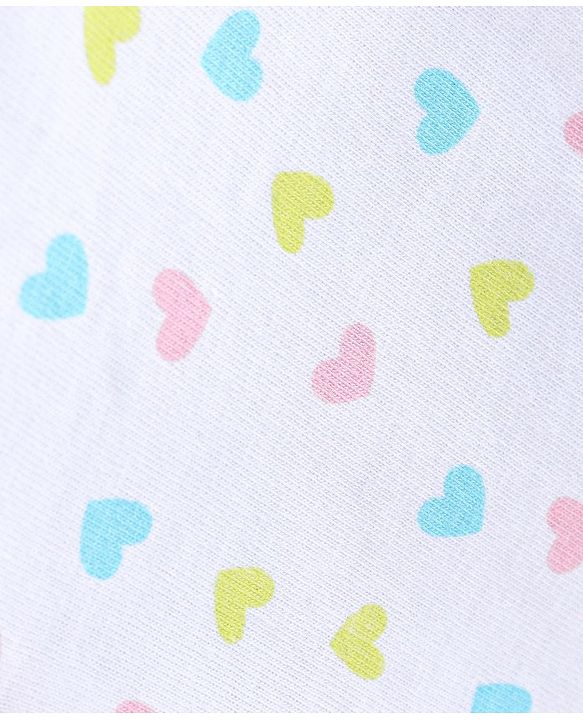 Babyhug Cotton Knit Full Sleeves Night Suit With Heart Print - White