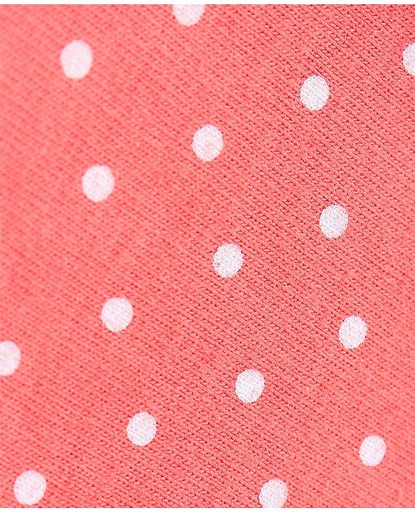 Babyhug Cotton Knit Full Sleeves Polka Dots Printed Night Suit - Orange