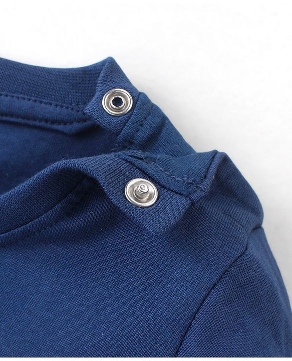 Babyhug 100% Cotton Knit Full Sleeves Happiness Printed T-Shirt - Navy Blue