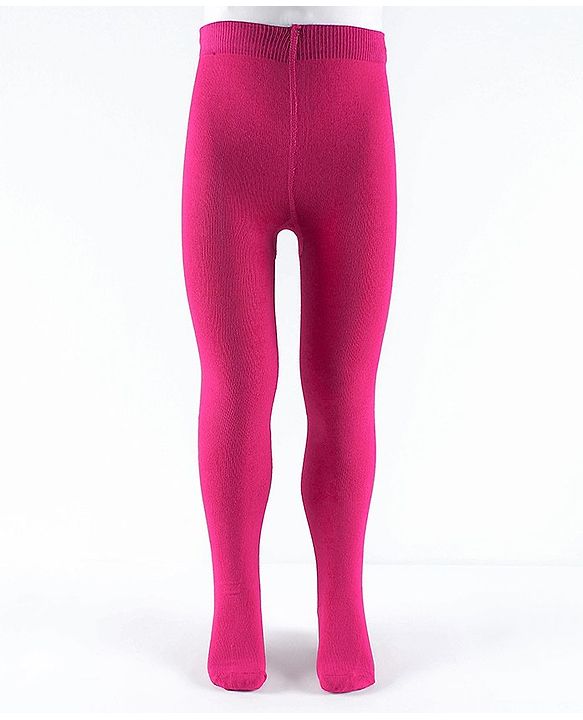 Pine Kids Full Length Footed Solid Color Tights - Pink