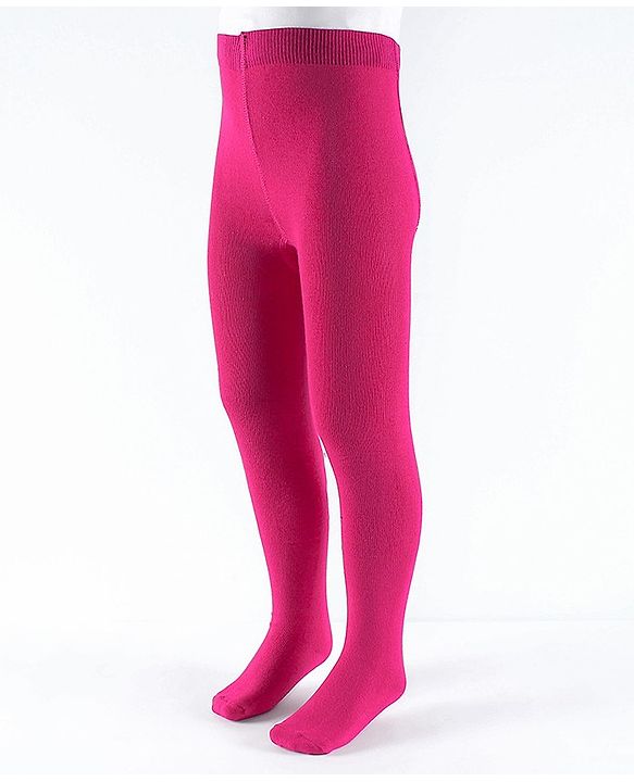 Pine Kids Full Length Footed Solid Color Tights - Pink