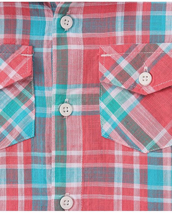 Babyhug 100% Cotton Woven Full Sleeves Checkered Shirt - Pink & Green