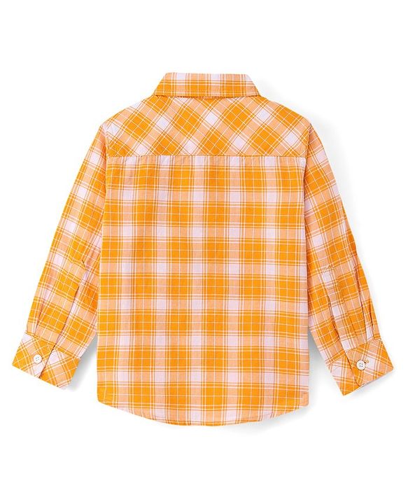 Babyhug 100% Cotton Woven Full Sleeves Checkered Shirt - Yellow
