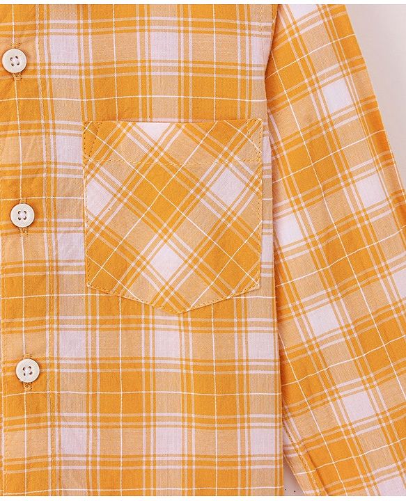 Babyhug 100% Cotton Woven Full Sleeves Checkered Shirt - Yellow
