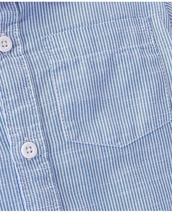 Babyhug Cotton Woven Full Sleeves Striped One Pocket Party Shirt with Bow Tie - Red & White