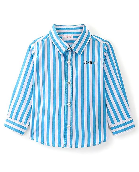 Babyhug Cotton Woven Full Sleeves Shirt Striped - Blue
