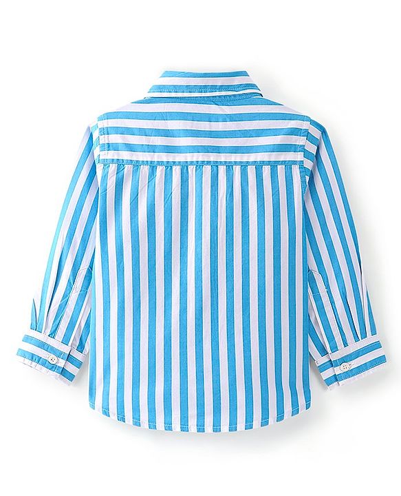 Babyhug Cotton Woven Full Sleeves Shirt Striped - Blue
