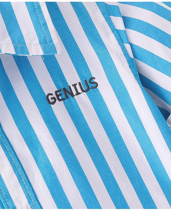 Babyhug Cotton Woven Full Sleeves Shirt Striped - Blue