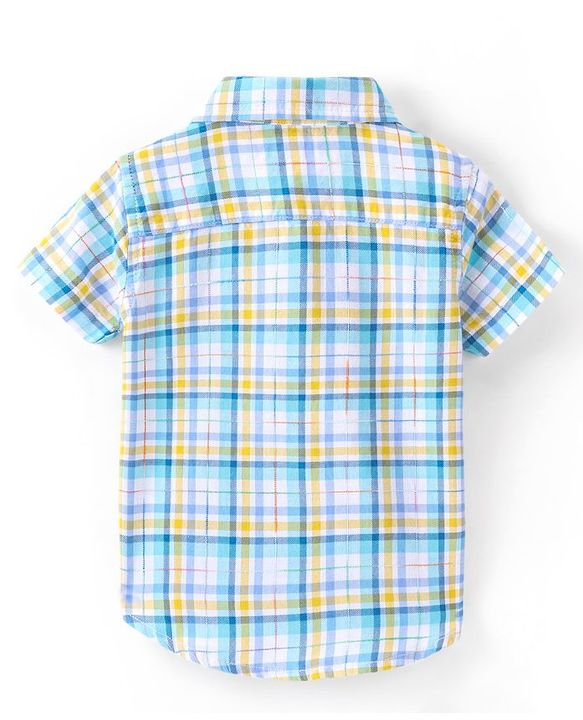 Babyhug Cotton Woven Half Sleeves Checked Shirt - Blue