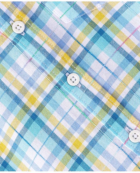 Babyhug Cotton Woven Half Sleeves Checked Shirt - Blue