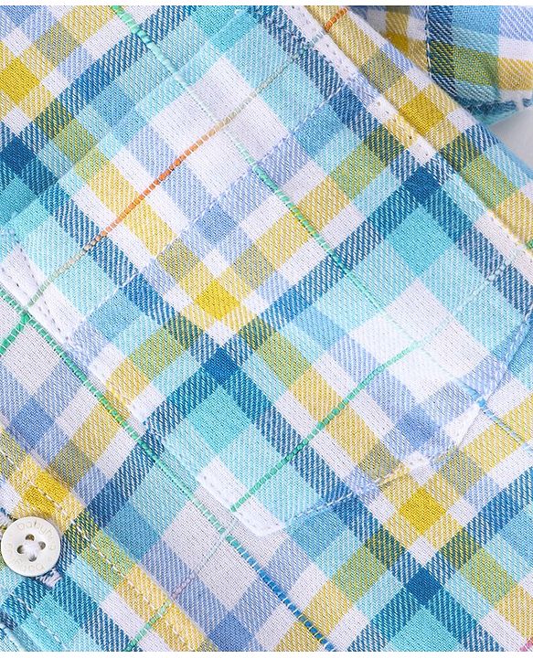 Babyhug Cotton Woven Half Sleeves Checked Shirt - Blue