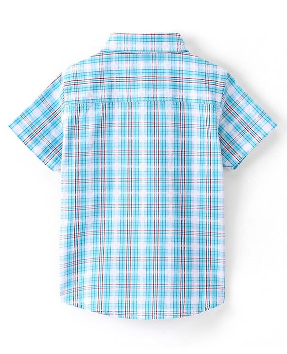 Babyhug 100% Cotton Woven Half Sleeves Checks One Pocket Shirt - Multicolour