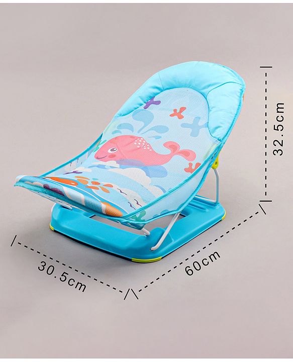Babyhug Anti Slip Baby Bather with Aqua Print- Blue