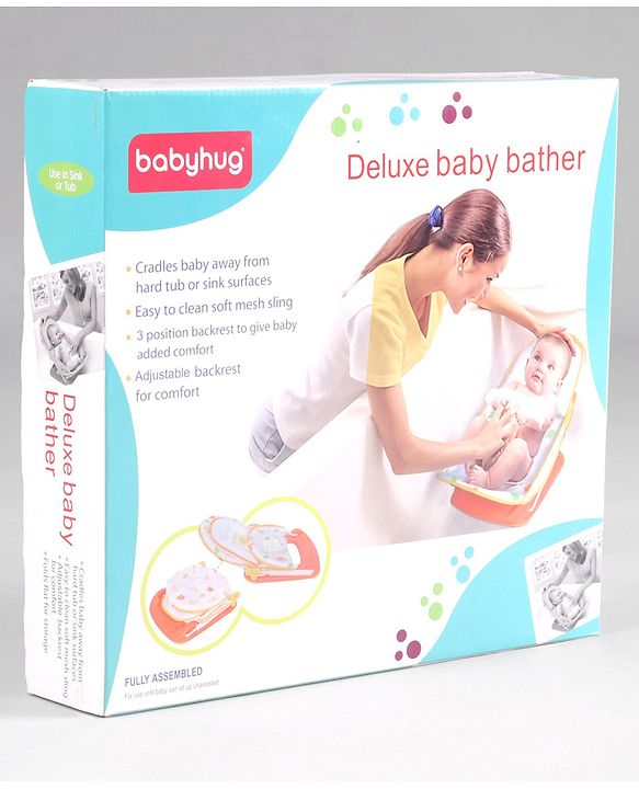 Babyhug Anti Slip Baby Bather with Aqua Print- Blue