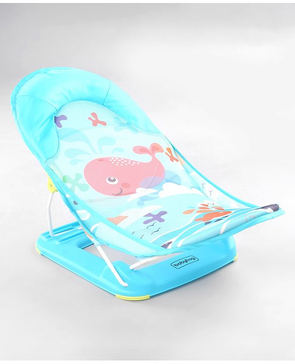 Babyhug Anti Slip Baby Bather with Aqua Print- Blue