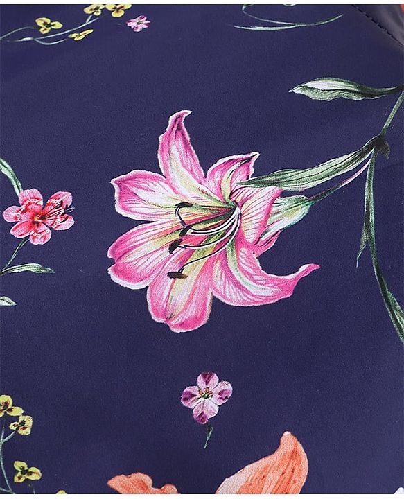 Pine Kids Full Sleeves Solid Reversible Medium Winter Jacket Floral Print - Navy Blue & Pink