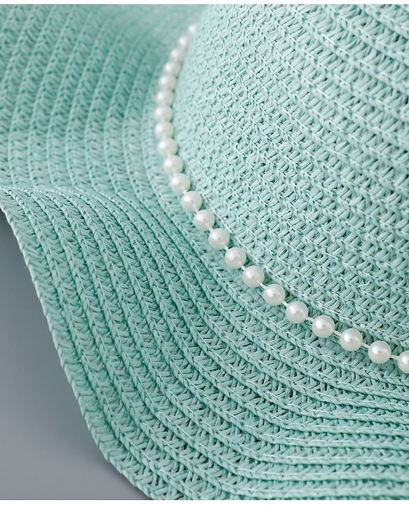 Babyhug Straw Hat with Bow Applique - Blue