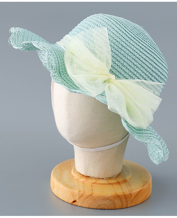 Babyhug Straw Hat with Bow Applique and Purse - Blue