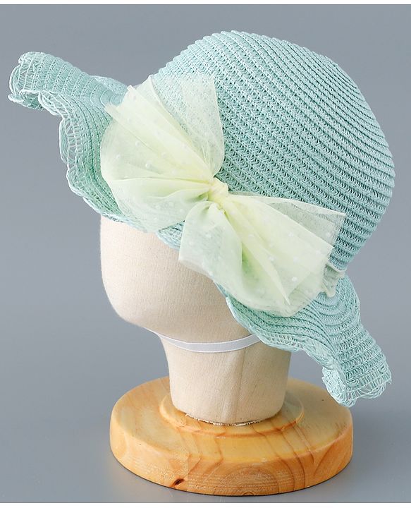 Babyhug Straw Hat with Bow Applique and Purse - Blue